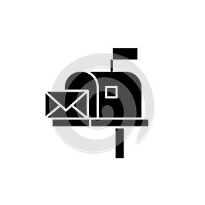 Mailbox black icon, vector sign on isolated background. Mailbox concept symbol, illustration