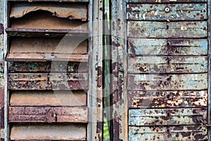 Mailbox. Box for the letter. Rusty metal. Old cracked paint.