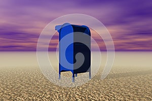 Mailbox in desert surreal scene abstract landscape