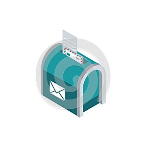 Mailbox envelope papers correspondence postal mail isometric