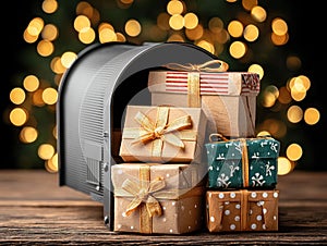 mailbox full of Christmas post