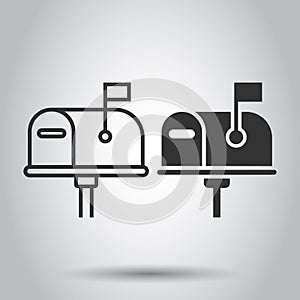 Mailbox icon in flat style. Postbox vector illustration on white isolated background. Email envelope business concept