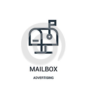 mailbox icon vector from advertising collection. Thin line mailbox outline icon vector illustration