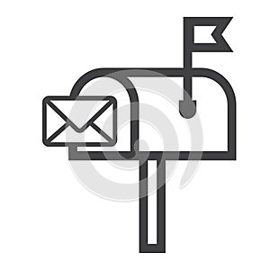 Mailbox line icon, letter and website