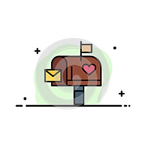 Mailbox, Mail, Love, Letter, Letterbox  Business Flat Line Filled Icon Vector Banner Template