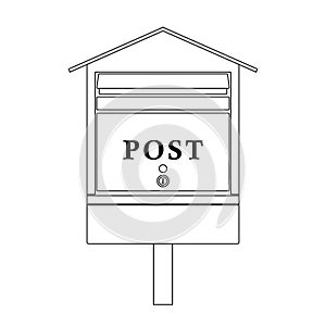 Mailbox Outline Icon Illustration on Isolated White Background