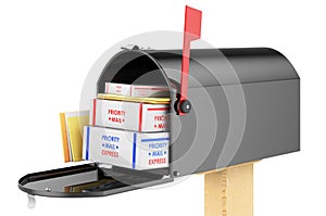 Mailbox with parcels, 3D rendering