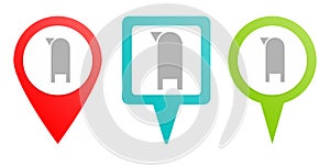 Mailbox pin icon. Multicolor pin vector icon