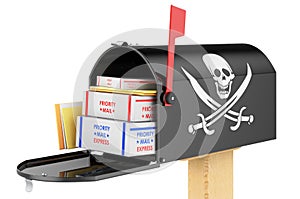 Mailbox with piracy flag. 3D rendering
