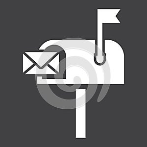 Mailbox solid icon, letter and website