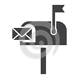 Mailbox solid icon, letter and website