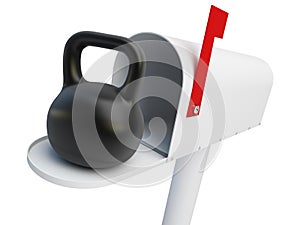 Mailbox weight on a white background 3D illustration, 3D rendering