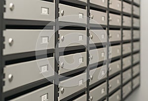 Mailboxes filled with numbers. In an apartment building 2