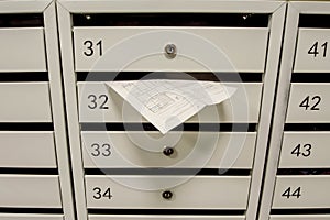 Mailboxes and receipt for payment of services