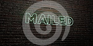 MAILED -Realistic Neon Sign on Brick Wall background - 3D rendered royalty free stock image