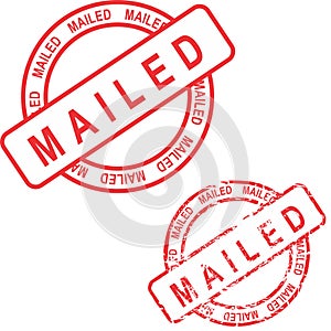 mailed red stamp sticker in vector format very easy to edit
