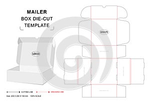 Mailer box die cut template, packaging die cut template, 3d box, keyline