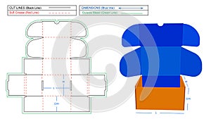 Mailer box, Roll End Front Tuck REFT Corrugated mailer box or shipping box dieline template and 3D render file