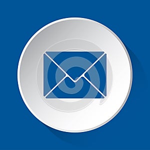 Mailing envelope, simple blue icon on white button