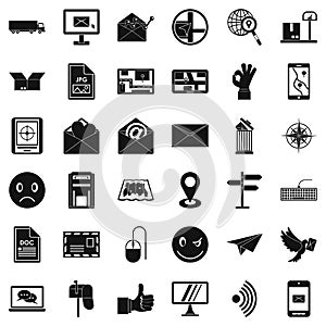 Mailing list icons set, simple style