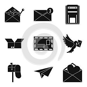 Mailing list icons set, simple style