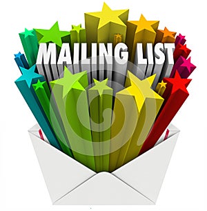 Mailing List Words in Star Envelope