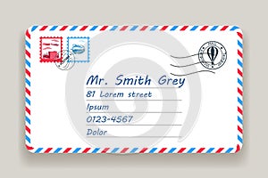 Mailing postal address mail letter post stamp vector illustration