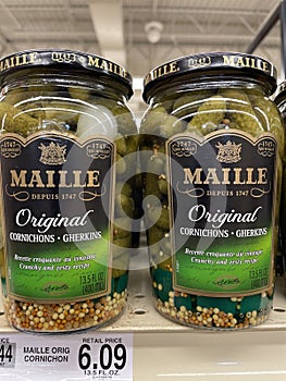 Maille cornichons gherkins in a jar