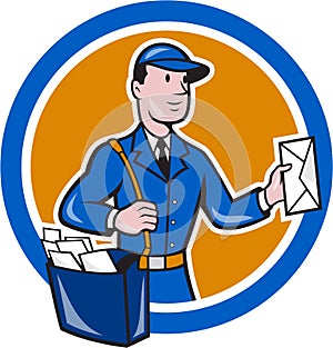 Mailman Postman Delivery Worker Circle Cartoon