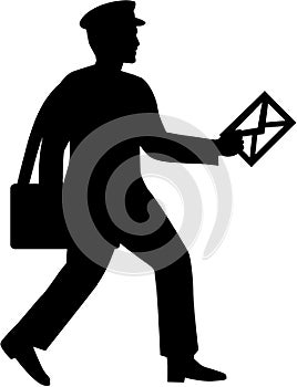 Mailman silhouette with letter