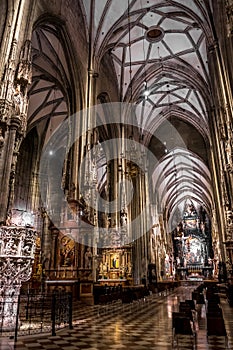 Main Aisle Of The Basilica Stephansdom In The Inner City Of Vienna In Austria
