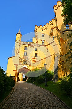 The main alley of Hohenschwangau Castle Schloss Hohenschwangau, Hohenschwangau Village, OstallgÃ¤u, Swabia Schwaben, Bavaria B