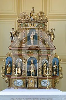 Main altar in the chapel of Saints Fabian and Sebastian in Slani Potok, Croatia