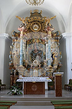 Main altar in the Church of the Assumption in Klostar Ivanic, Croatia