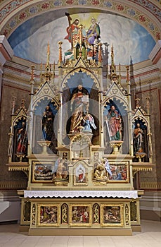 Main altar in the church of Saint Matthew in Stitar, Croatia