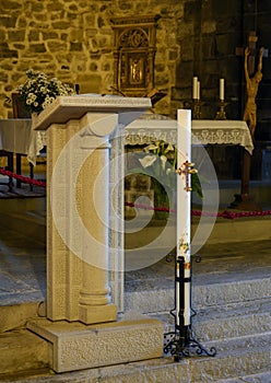 Main altar, Church of Santa Margherita d`Antiochia in Vernazza, Liguria, Italy