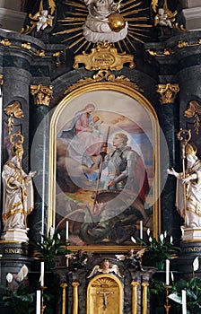 Main altar in the Saint George church in Luson, Italy