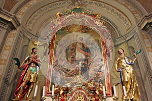 Main altar in Saints Vitus church in Ozalj, Croatia