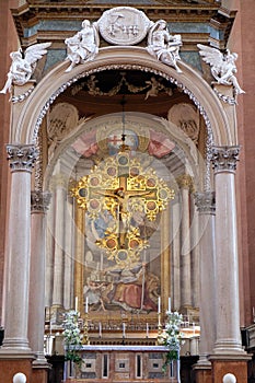Main altar in San Petronio Basilica in Bologna, Italy
