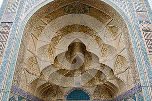 The main attraction of the city, the heritage of Persia Jameh Mosque of Yazd. Elements of rich detailed decor.Decor, architecture