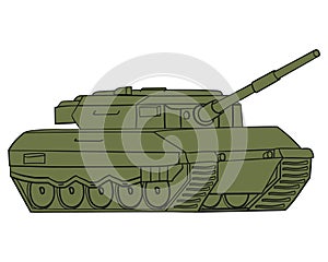 Main battle tank in line art in color. German military vehicle Leopard 2