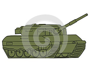 Main battle tank in line art in color. German military vehicle Leopard 2