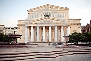 Main building of Bolshoi Theater at sunset, Moscow