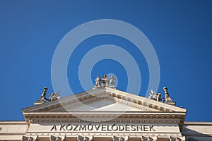 Main building facade of Mora Ferenc Museum in the end of the afternoon. It`s the main museum in Szeged