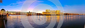 Main Building of the Ministry of Defence of the Russian Federation Minoboron and Moskva River panorama. Moscow, Russia
