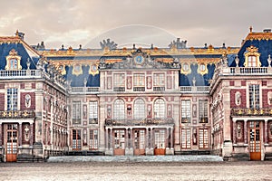 main building of the Royal Palace of Versailles, the main residence of Louis. Tourist and historical attractions of France