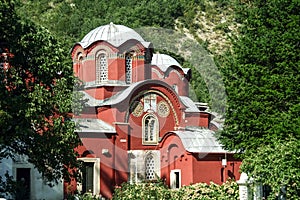 Main church and chapel of the manastir pecka patrijarsija monastery in Decan, Kosovo.