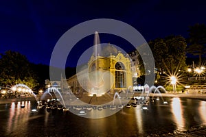 Main colonnade and singing fountain at night - Marianske Lazne - Czech Republic