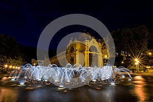 Main colonnade and singing fountain at night - Marianske Lazne - Czech Republic