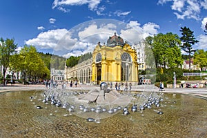 Main colonnade and Singing fountain in the small west bohemian spa town Marianske Lazne Marienbad - Czech Republic